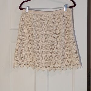 NWT Solitaire Cream Lace Crochet Midi Skirt. Size Large.
